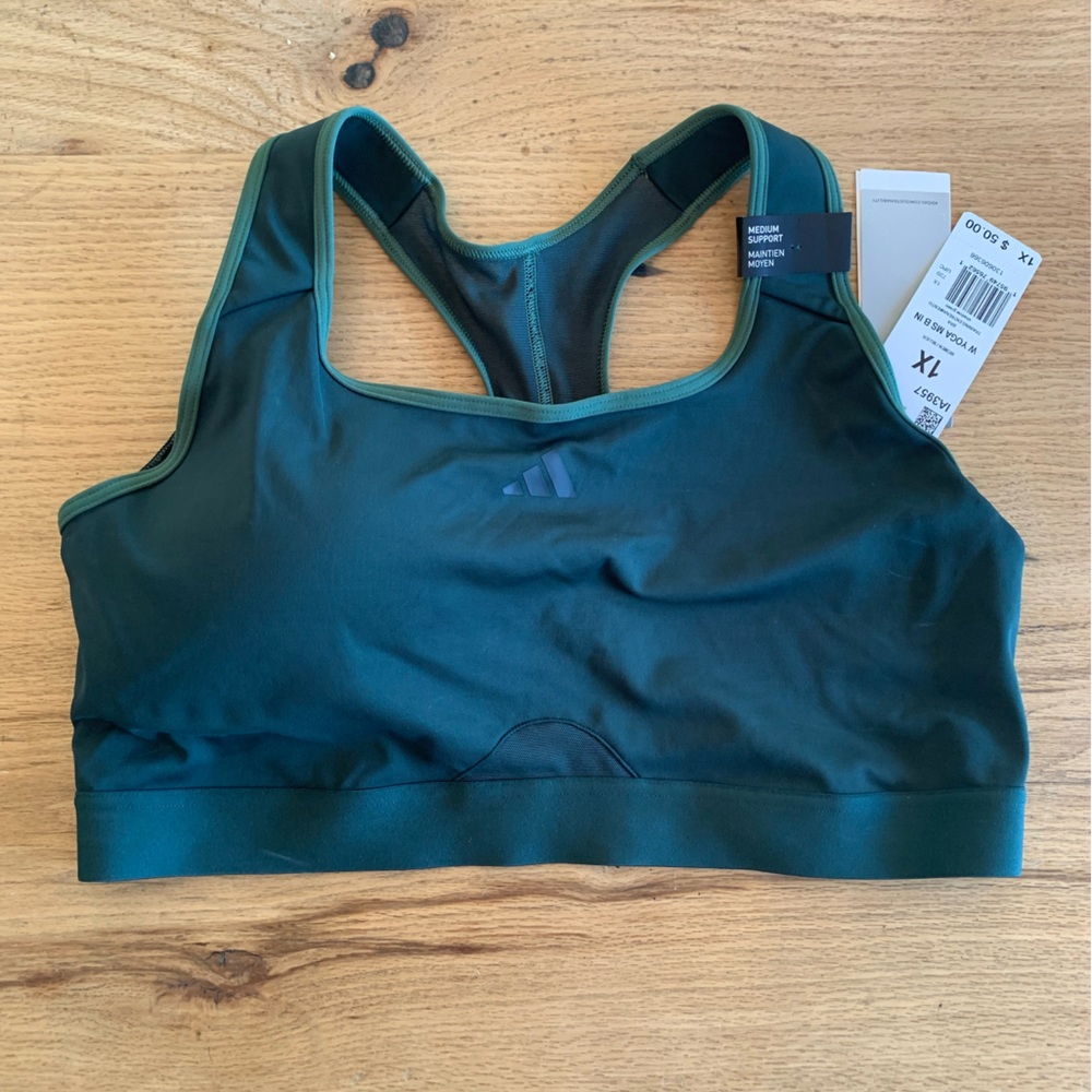 Adidas Aeroready Sports Bra Medium Support Green Women’s 1X NWT